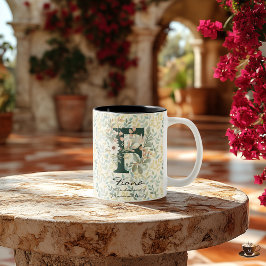 Graciös Boho Chic-mugg med blomster monogram Fiona Två-Tonad Mugg