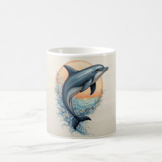 Graciös delfin vid solnedgång kaffemugg