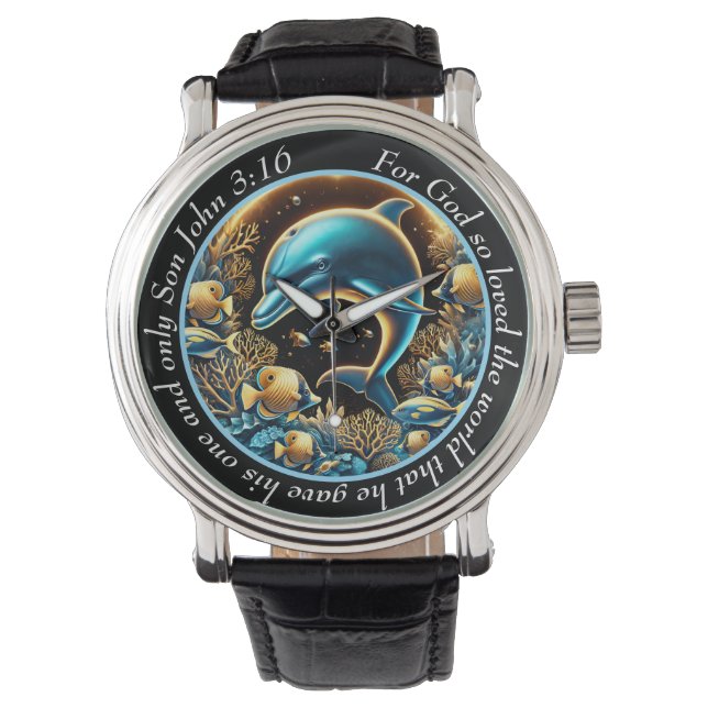Graciös delfintidvisning Ocean Faith Armbandsur (Framsida)