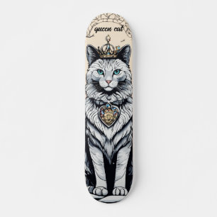 Graciös drottningkatt: Elegant skateboarddesign" Mini Skateboard Bräda 18,5 Cm