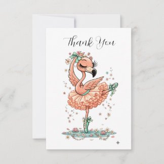 Graciös Flamingo Ballerina i Blomning Tack Kort