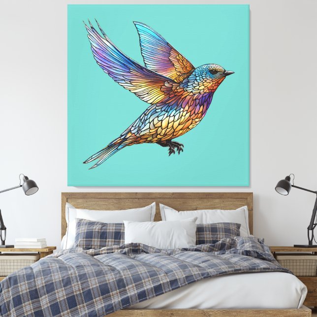 "Graciös flygare" Flerfärgad snabb fågel Canvastryck (Insitu (sovrum))