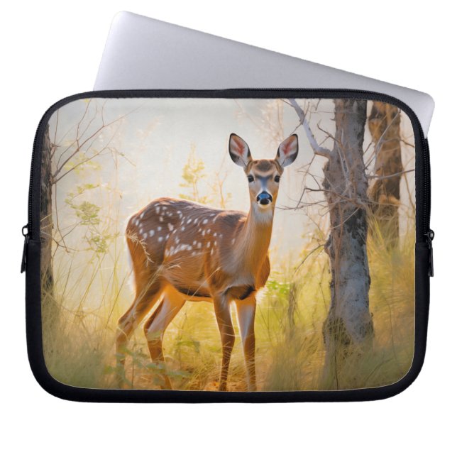 Graciös hjort i skogen Naturdesign Laptop Fodral (Framsidan)