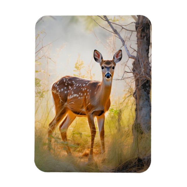 Graciös hjort i skogen Naturdesign Magnet (Vertikal)