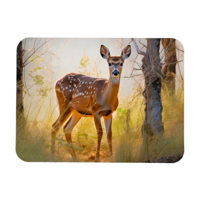 Graciös hjort i skogen Naturdesign Magnet (Horisontell)