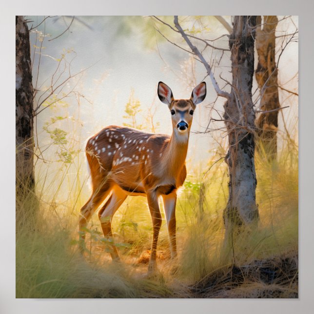 Graciös hjort i skogen Naturdesign Poster (Framsidan)