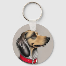 Graciös hund med röd halsband poserande i sidled nyckelring