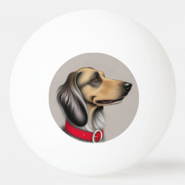 Graciös hund med röd halsband poserande i sidled pingisboll