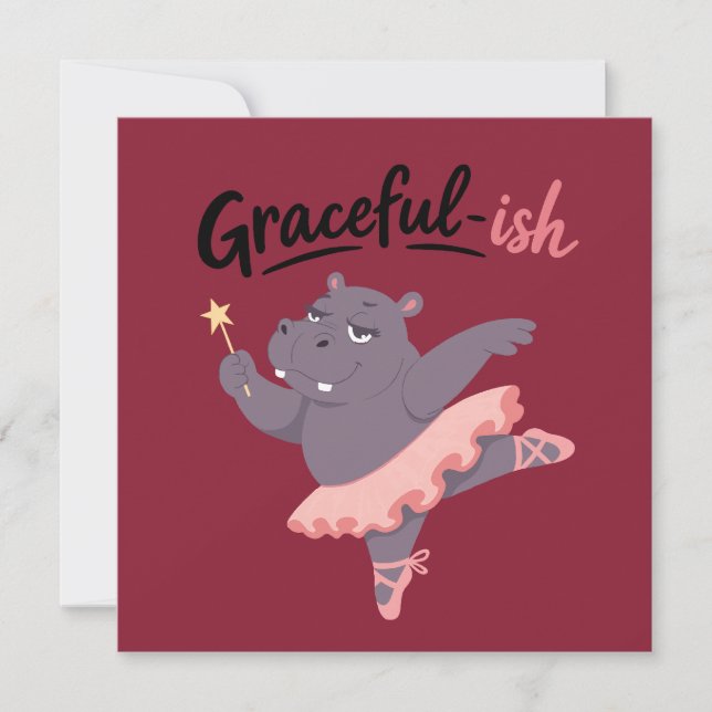 Graciös-ish flodhäst ballerina inbjudningar (Framsida)