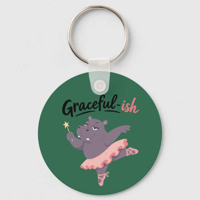 Graciös-ish flodhäst-ballerina nyckelring (Framsida)