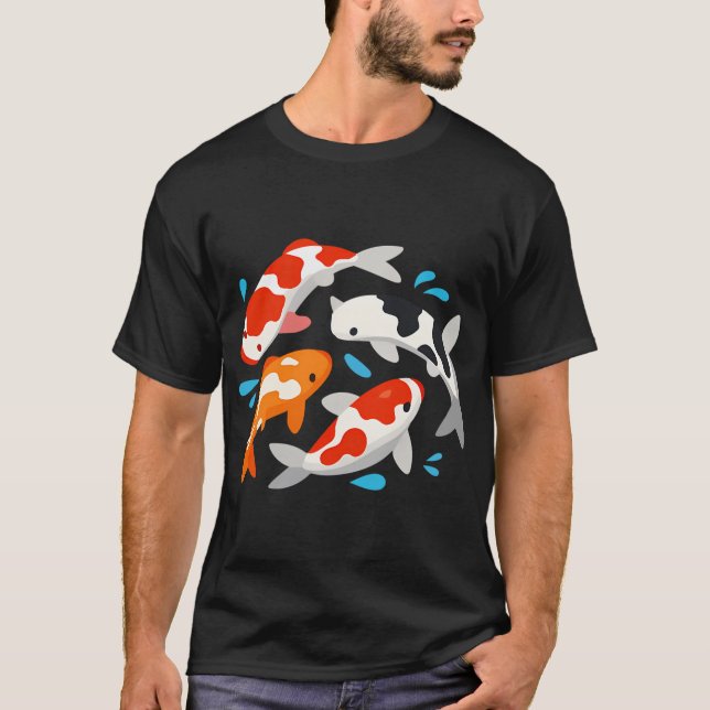 Graciös Koi Fisk Konst T Shirt (Framsida)