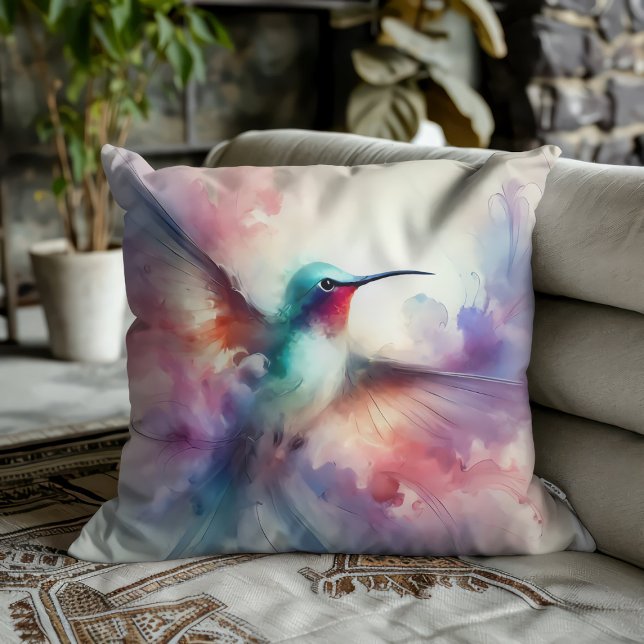 Graciös kolibri i akvarell kudde (Skapare uppladdad)
