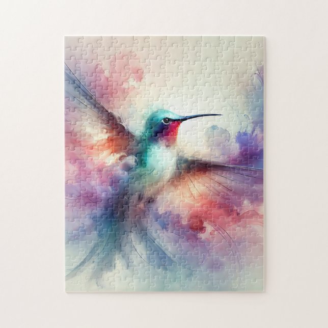 Graciös kolibri i akvarell pussel (Vertikal)