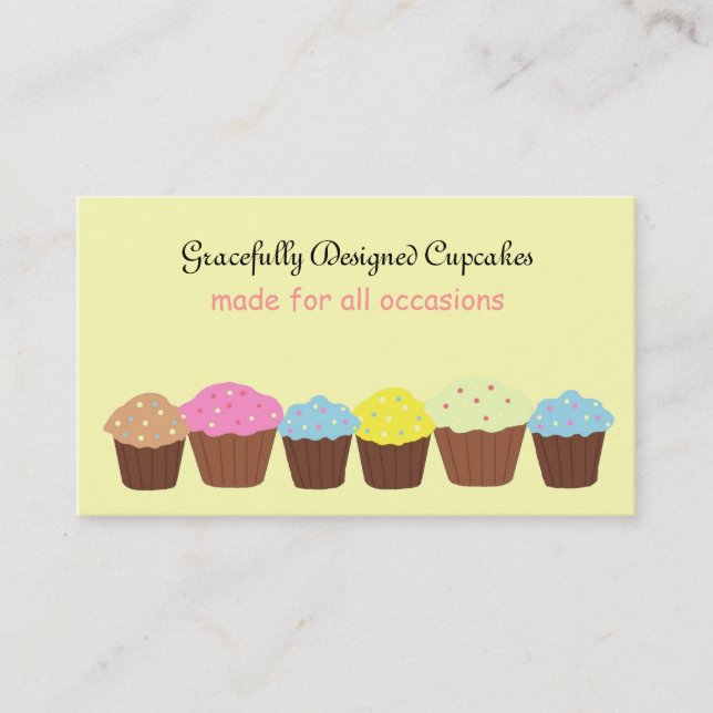 Graciöst designade cupcakes visitkort (Framsida)