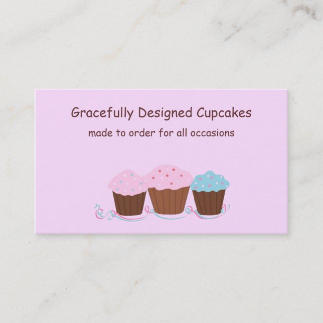 Graciöst designade cupcakes visitkort (Framsida)