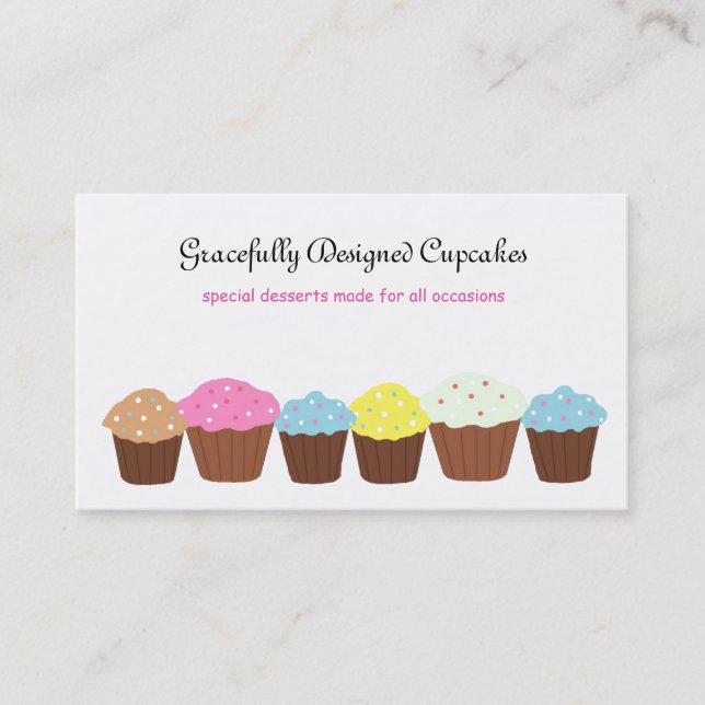 Graciöst designade cupcakes visitkort (Framsida)