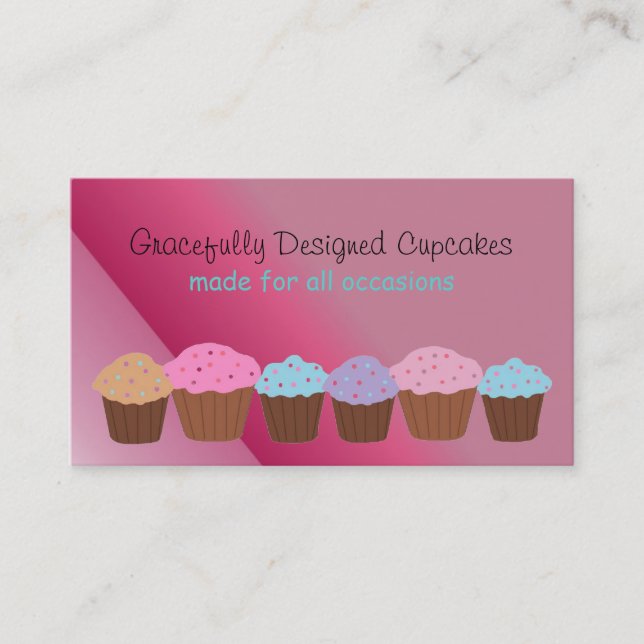 Graciöst designade cupcakes visitkort (Framsida)