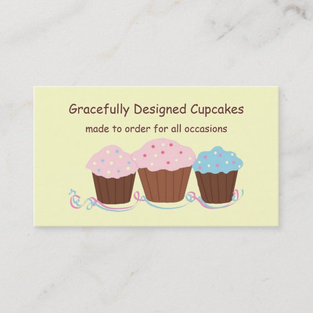 Graciöst designade cupcakes visitkort (Framsida)