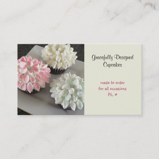 Graciöst designade cupcakes visitkort (Framsida)
