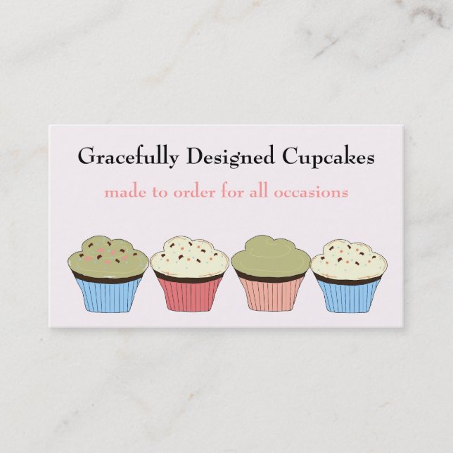 Graciöst designade cupcakes visitkort (Framsida)