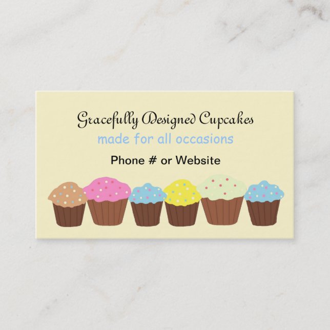 Graciöst designade cupcakes visitkort (Framsida)