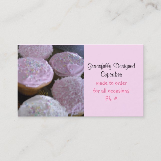 Graciöst designade cupcakes visitkort (Framsida)