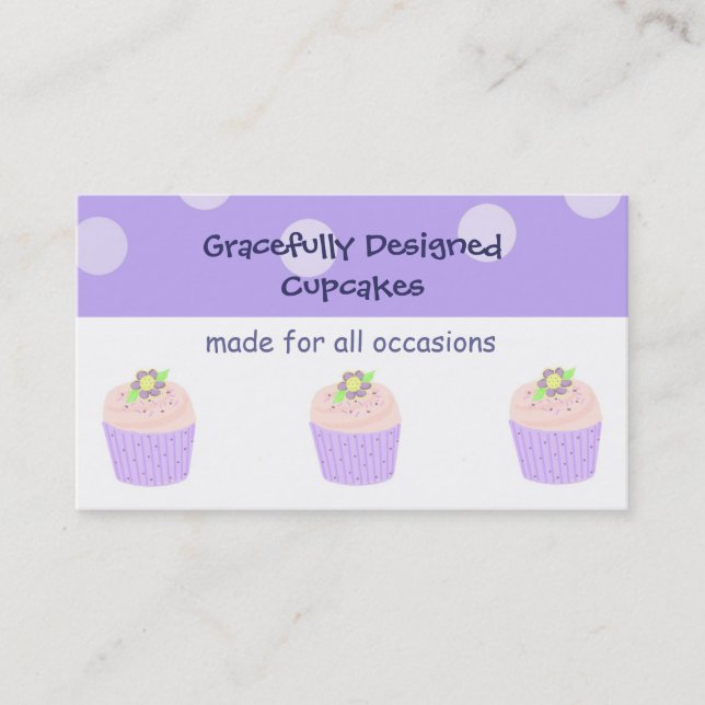 Graciöst designade cupcakes visitkort (Framsida)