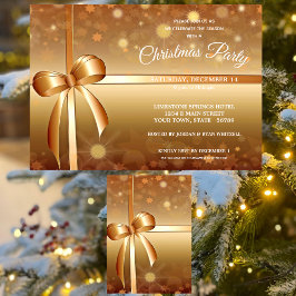 Gracious Guld, White Ribbon Bow jul Party Inbjudningar