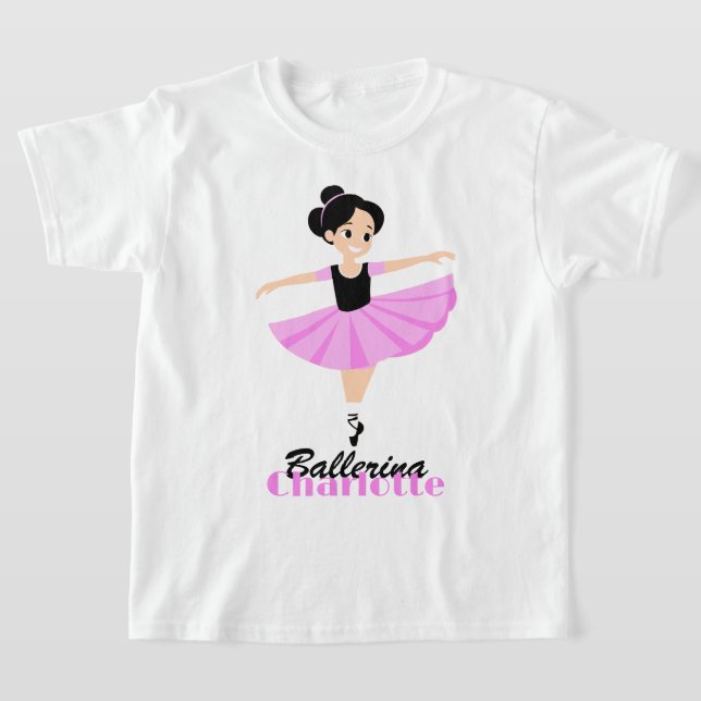 Gracious Lycklig Soft Rosa Ballerina Personlig T Shirt (Laydown)