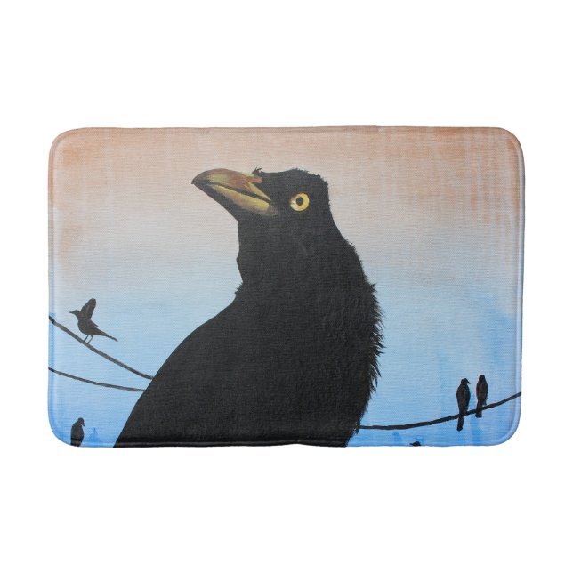 Grackle Austin Texas Bird Nature Wildlife Painting Badrumsmatta (Framsidan)