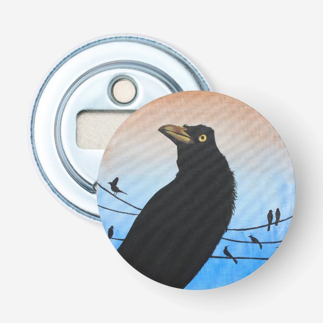 Grackle Austin Texas Fågel Fågel Vilda Djur Målnin Flasköppnare (Framsidan)