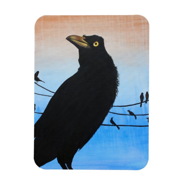 Grackle Austin Texas Fågel Natur Vilda Djur Målnin Magnet (Vertikal)