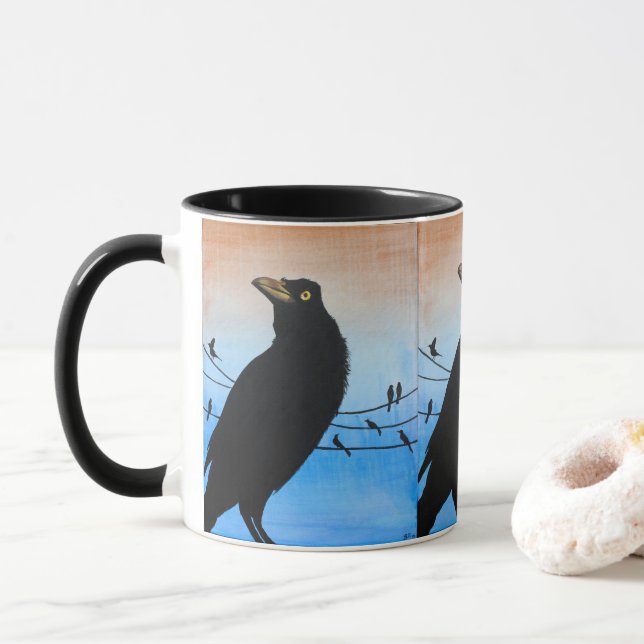 Grackle Austin Texas Fågel Natur Vilda Djur Målnin Mugg (Med munk)