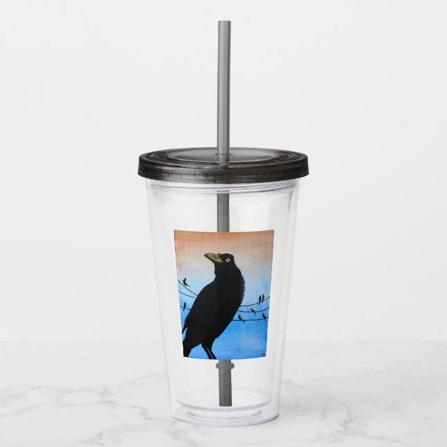 Grackle Austin Texas Fågel Natur Vilda Djur Målnin Take Away Mugg (Framsida)