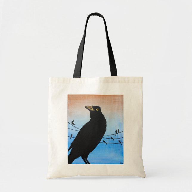 Grackle Austin Texas Svart Fågel Vilda Livets Måln Tygkasse (Framsidan)