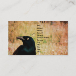 Grackle Bird Digital Art Visitkort
