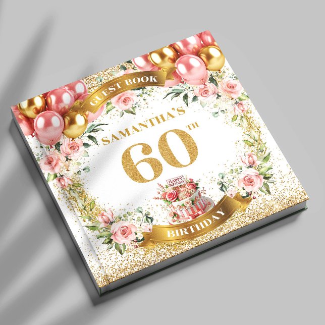 Gracnice Boho 60:e födelsedagsgästen Bok Glitter (Graceful Boho 60th Birthday Guest Book Glitter Pop

)