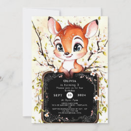 Gracnice Forest Fawn Birthday Inbjudningar