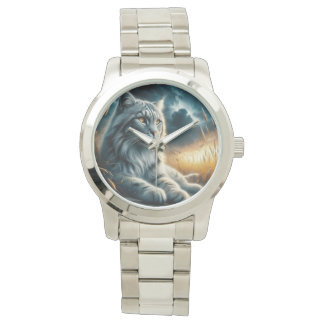 Gracnice Whiskers: Silver Cat Bracelet Watch Armbandsur