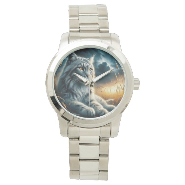 Gracnice Whiskers: Silver Cat Bracelet Watch Armbandsur (Framsida)