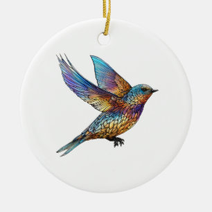 "Gracval Aviator" Swift Bird med flera färgader Julgransprydnad Keramik