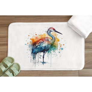 Gracval Crane: Watercolor Art, anpassningsbar Badrumsmatta