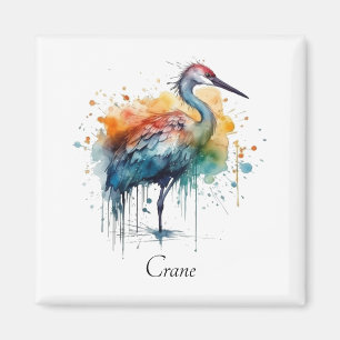 Gracval Crane: Watercolor Art, anpassningsbar Magnet