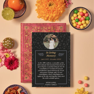 Gracval Farwell: Blommigt Funeral with Photo Inbjudningar