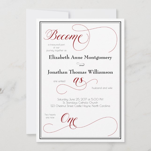 Gracval Red Bli ett kristet Bröllop-kort (Framsida)