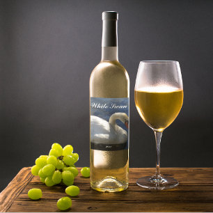 Gracval White Svan Photo Personlig Vinflaska Etikett