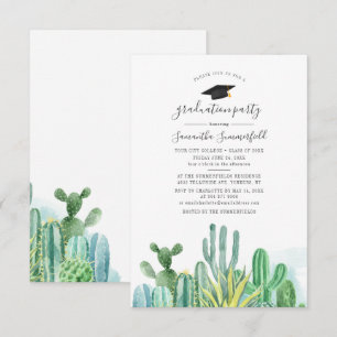 Grad 2022 Cacti Botanical Boho Studentfest Inbjudningar