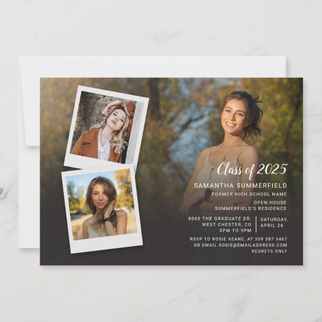 Grad 2023 Party Photo Collage Script Studenten Inbjudningar (Framsida)