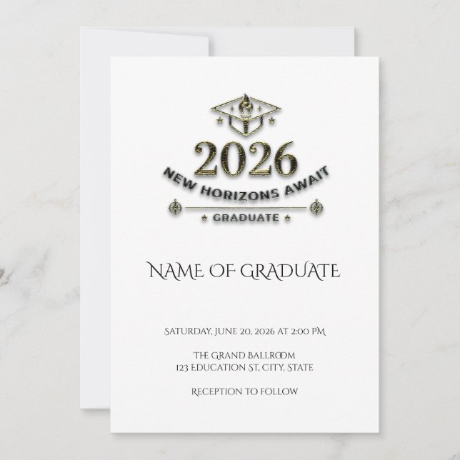 Grad 2026 Gold | Graduación Oro 2026 Inbjudningar (Framsida)
