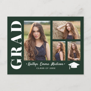 Grad 4 Fotokollage Modern Script Grönt Vykort